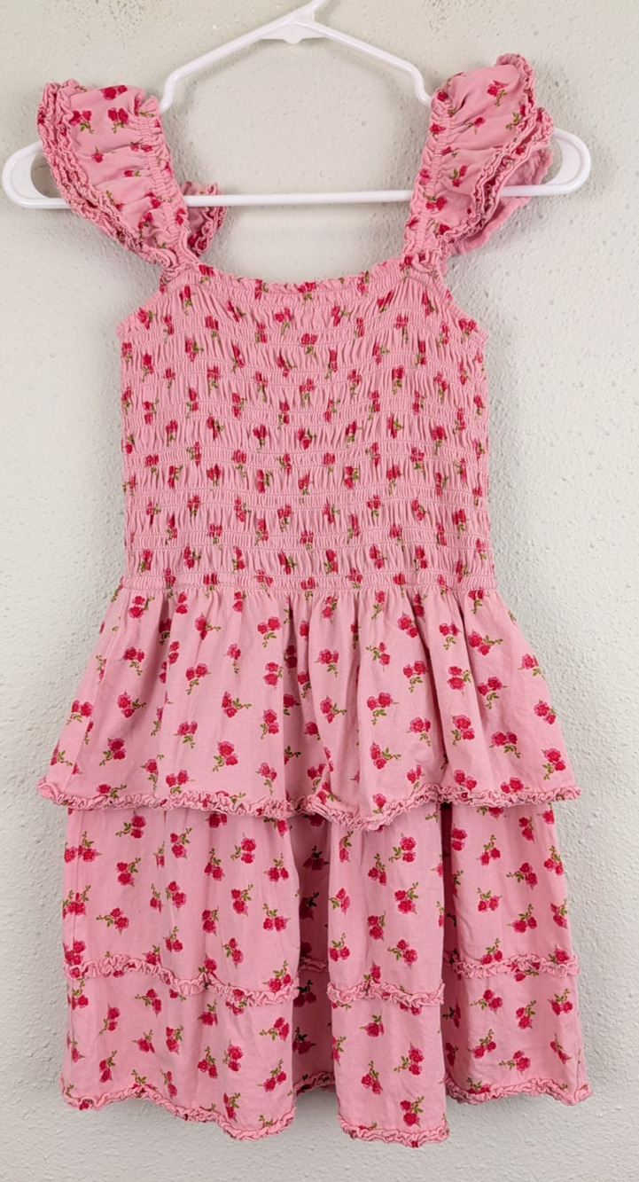 LoveShackFancy girls 12 y Dress pink floral print knit sleeveless tank 0462